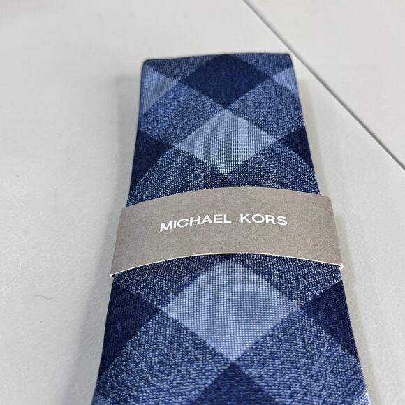MICHAEL KORS Men's Silk Blend Tie Mayson Check Navy NEW MSRP: $69.50 - Picture 1 of 9